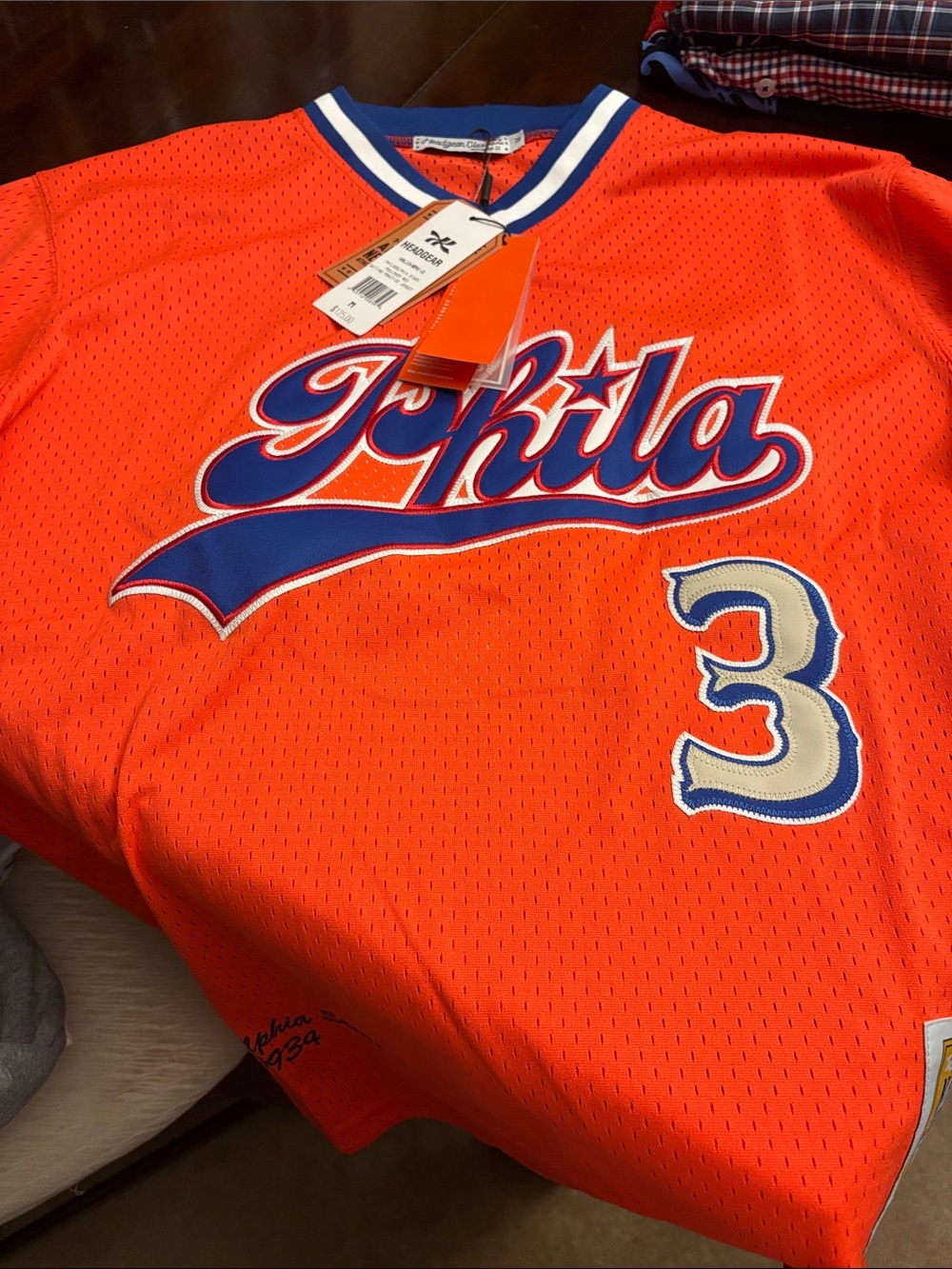 Philadelphia Stars Negro League Orange 'Phila' Mesh Baseball Jersey #3